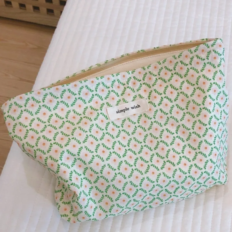 Fashion Simple Floral Jacquard Cosmetic Bag Large Capacity Travel Makeup Bag