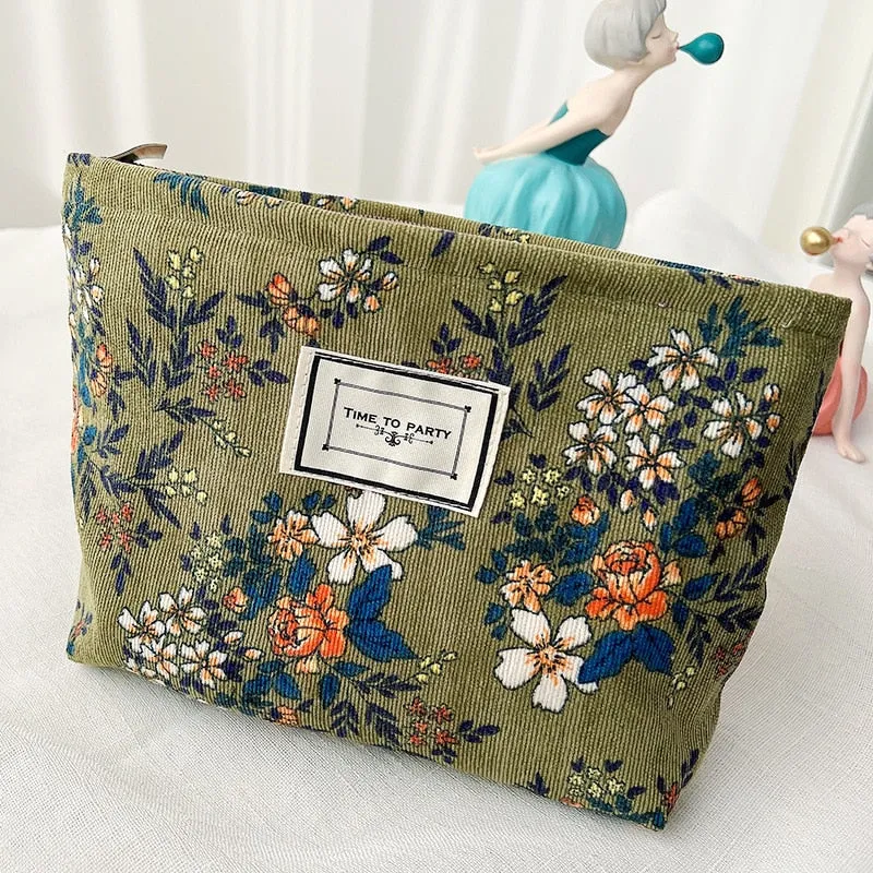 Fashion Simple Floral Jacquard Cosmetic Bag Large Capacity Travel Makeup Bag