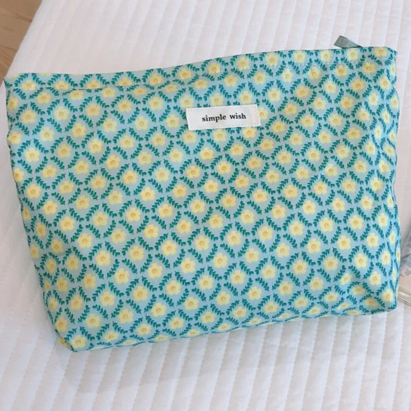 Fashion Simple Floral Jacquard Cosmetic Bag Large Capacity Travel Makeup Bag