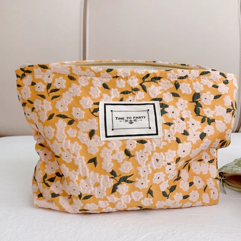 Fashion Simple Floral Jacquard Cosmetic Bag Large Capacity Travel Makeup Bag