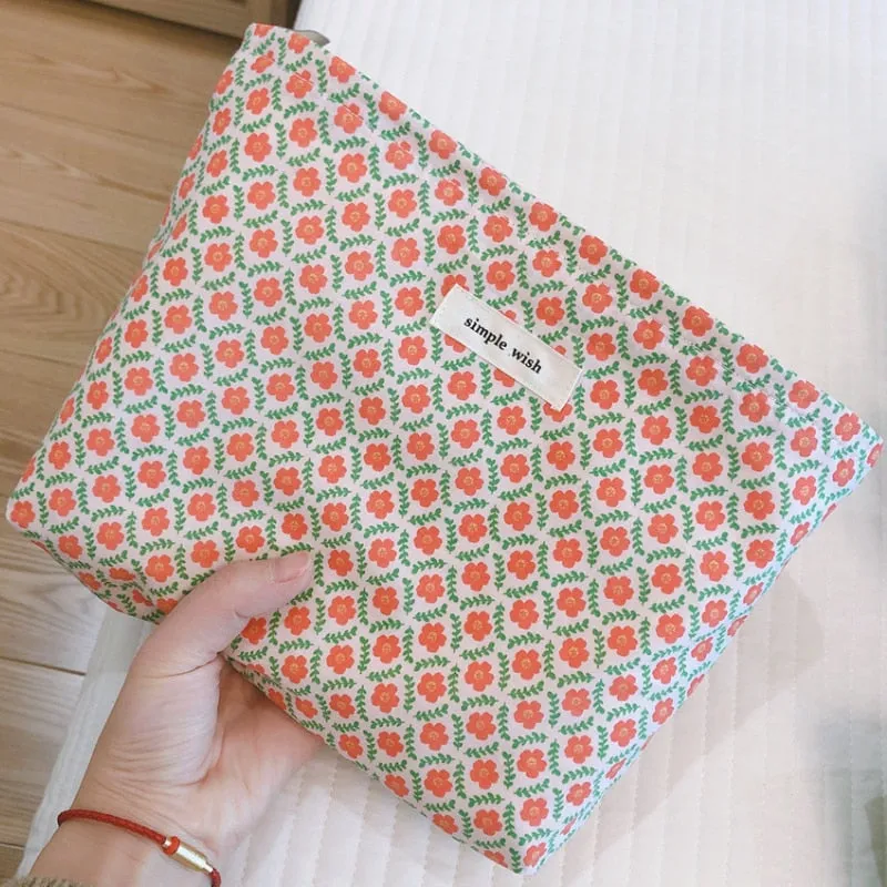 Fashion Simple Floral Jacquard Cosmetic Bag Large Capacity Travel Makeup Bag