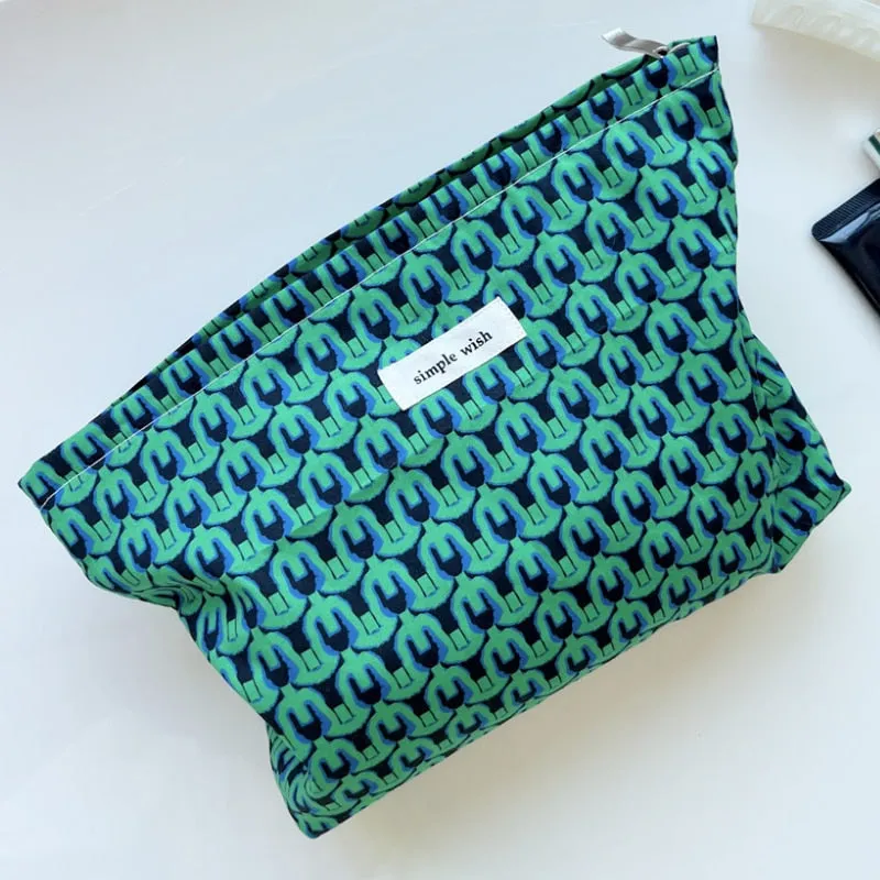Fashion Simple Floral Jacquard Cosmetic Bag Large Capacity Travel Makeup Bag