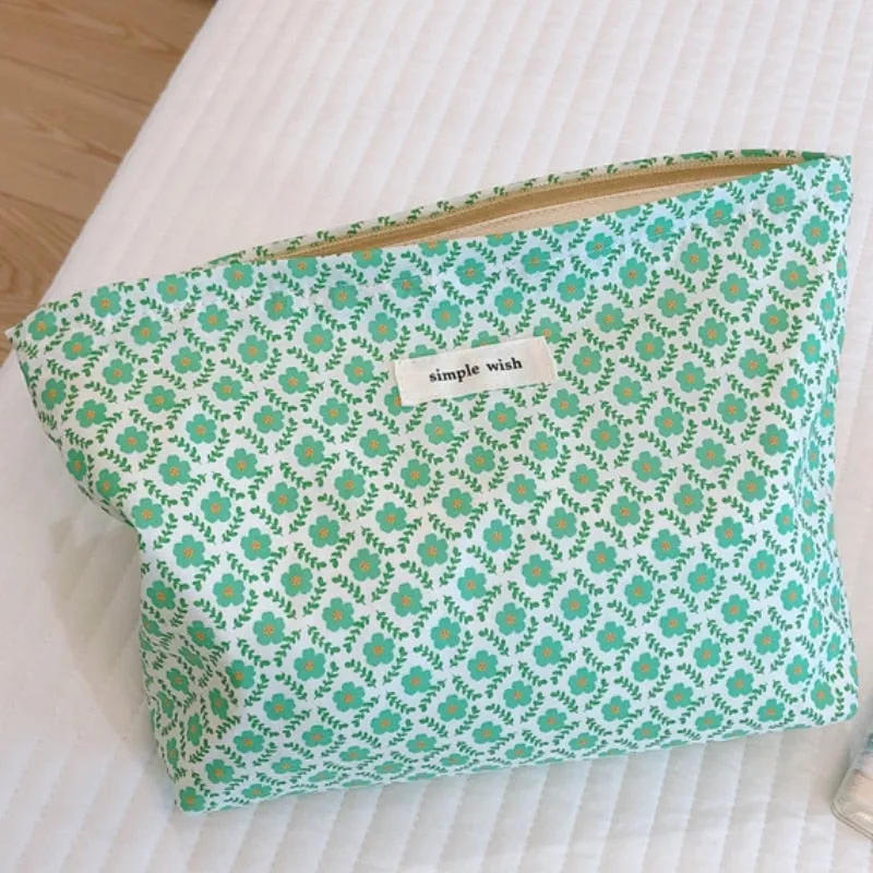 Fashion Simple Floral Jacquard Cosmetic Bag Large Capacity Travel Makeup Bag