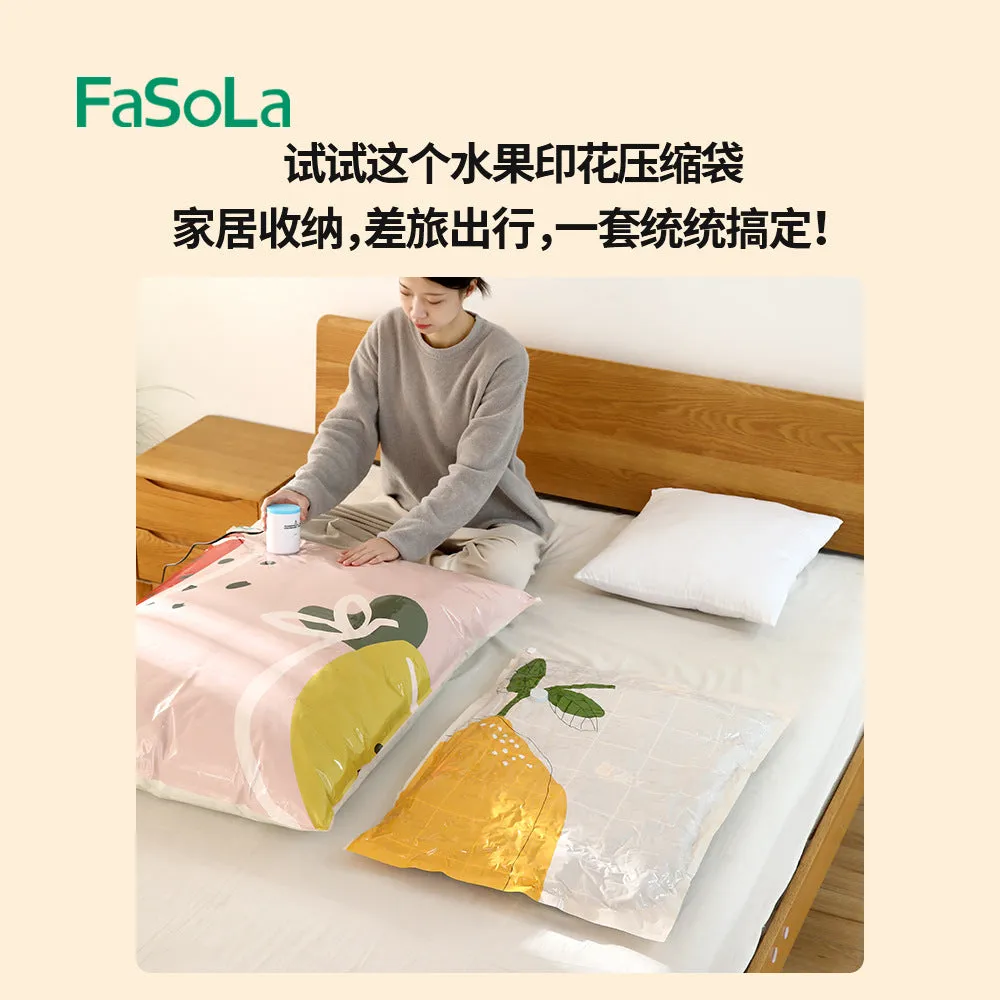 FaSoLa Fruit Print Vacuum Storage Bags - Pear Design, Medium, 60x80cm, 2 Pieces