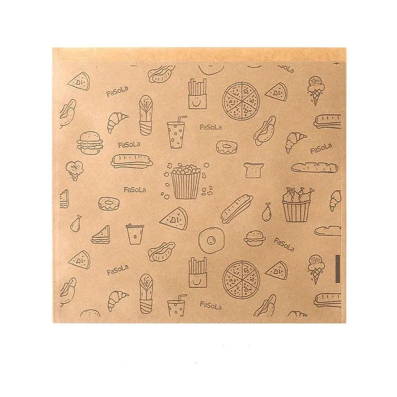 FaSoLa Printed Greaseproof Paper Bags 20*21cm - Pack of 50
