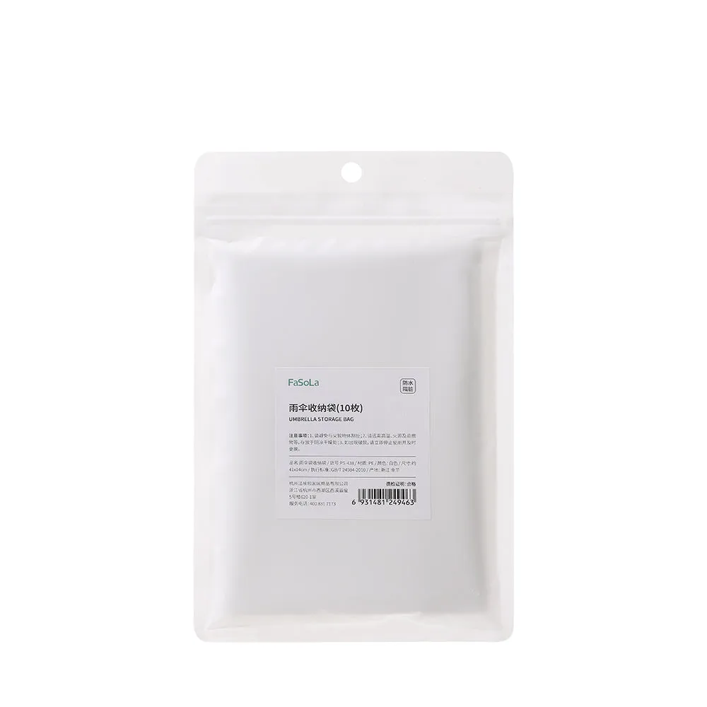 Fasola Umbrella Storage Bags - White, 41x14cm, Pack of 10