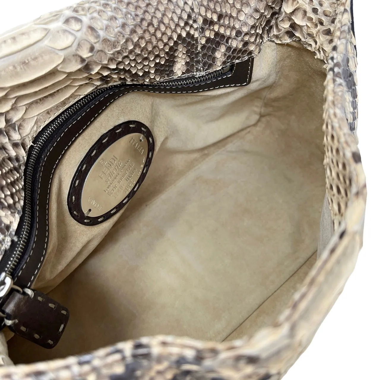 Fendi Beige Snakeskin Shoulder Bag