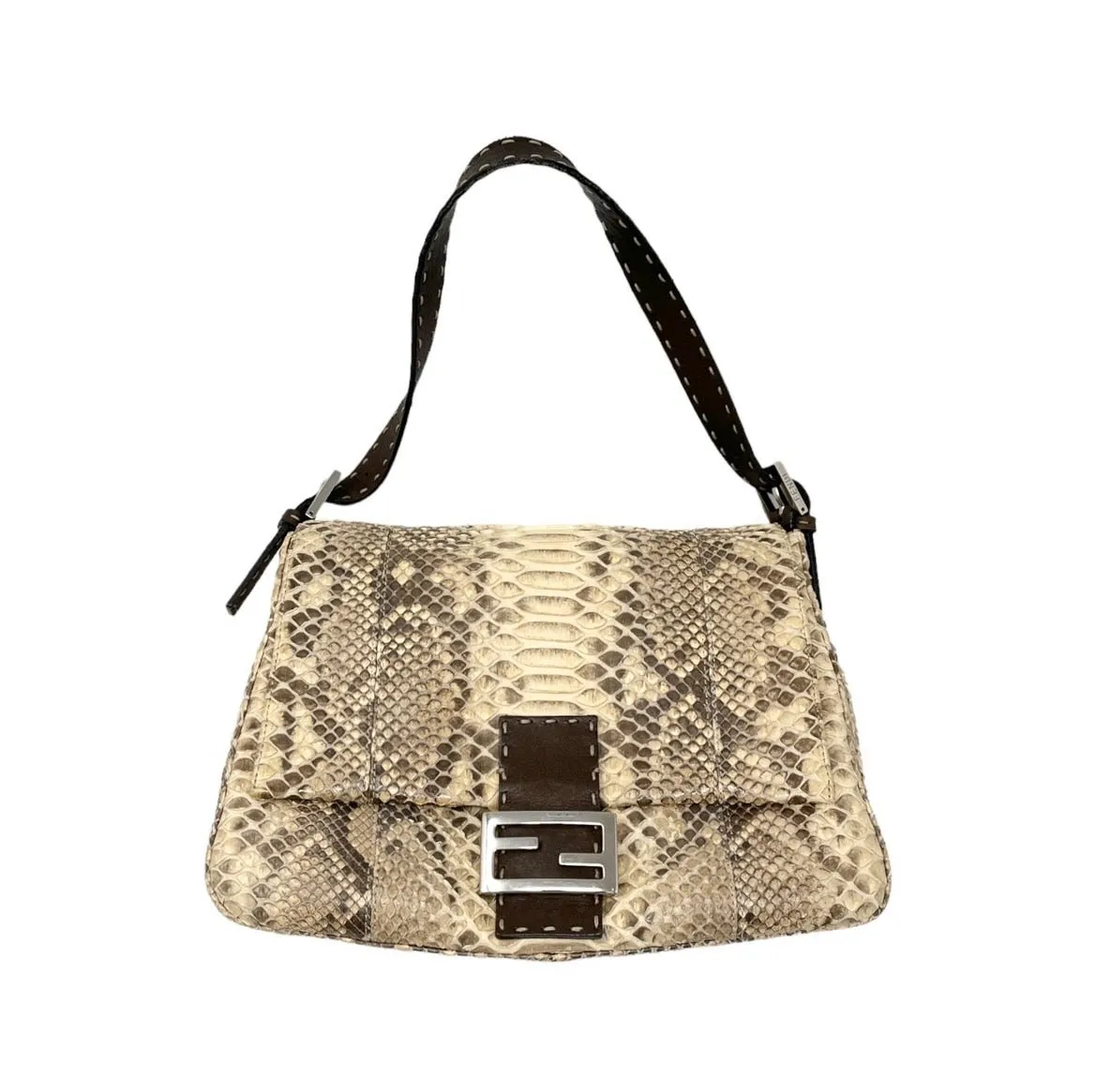 Fendi Beige Snakeskin Shoulder Bag