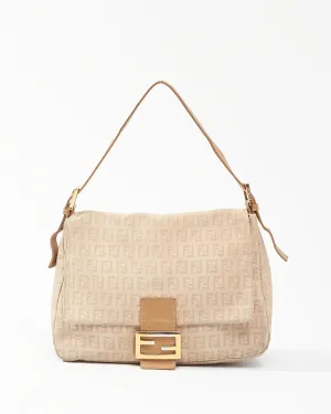 Fendi Beige Zucchino Small Mamma Forever Baguette
