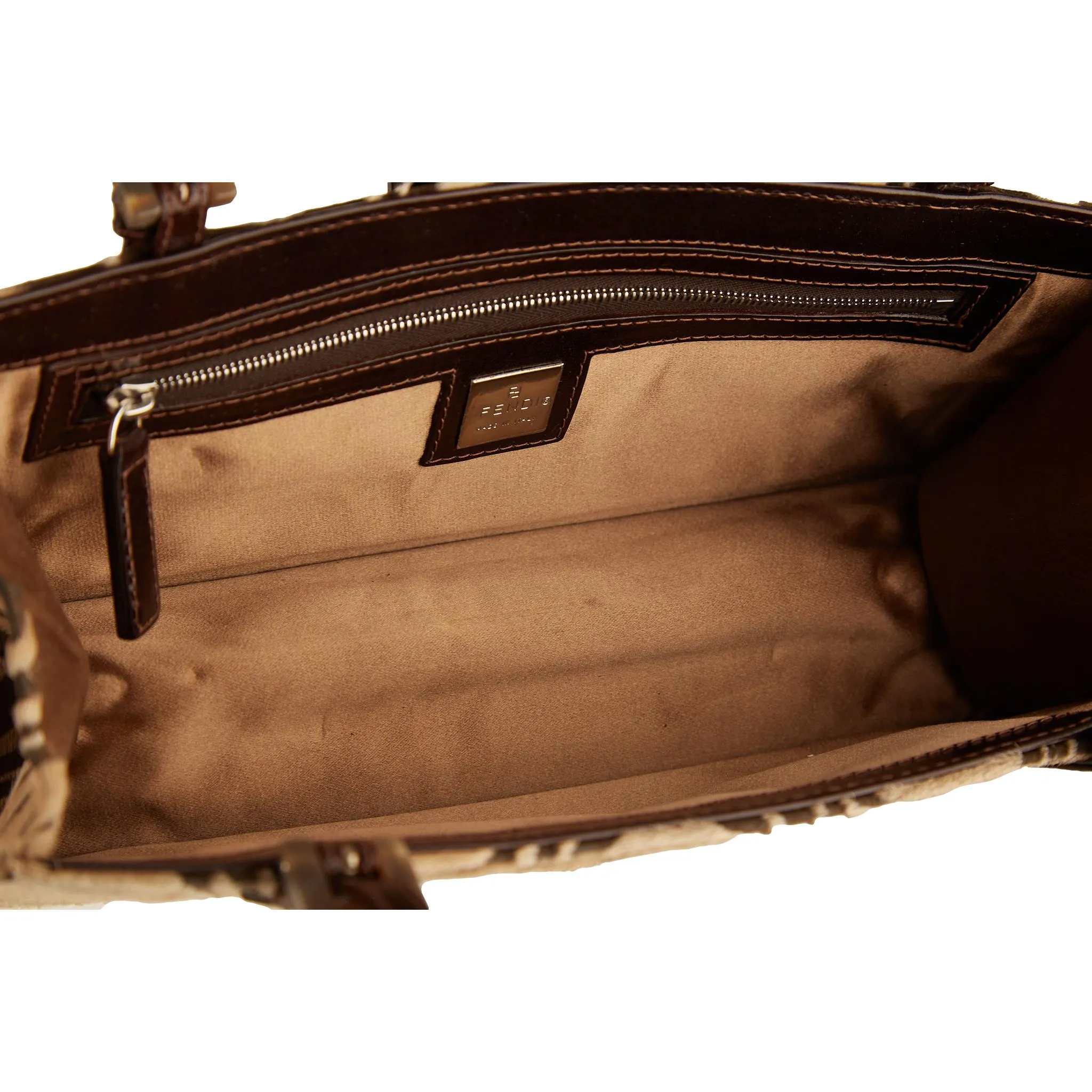 Fendi Brown Print Calf Hair Mini Shoulder Bag