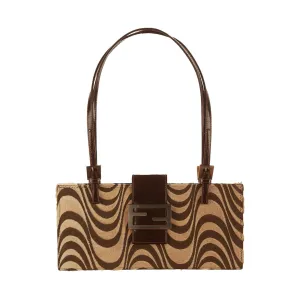 Fendi Brown Print Calf Hair Mini Shoulder Bag