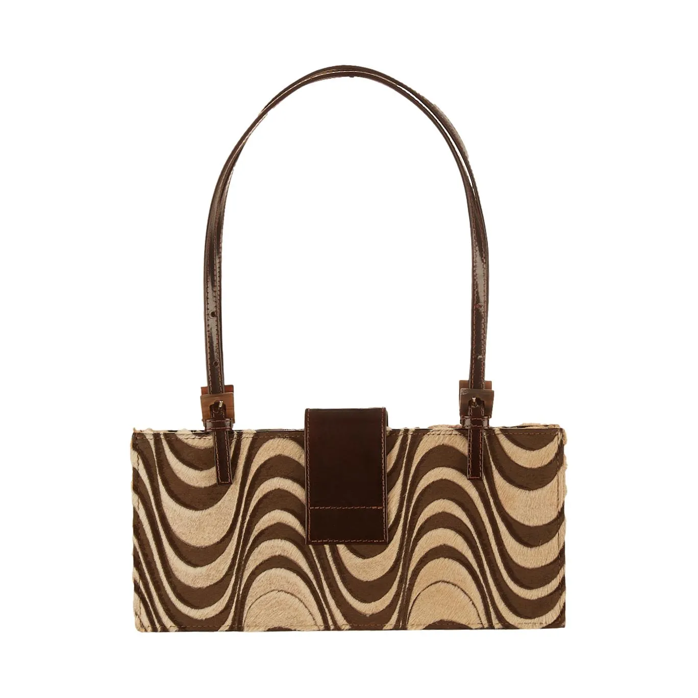 Fendi Brown Print Calf Hair Mini Shoulder Bag