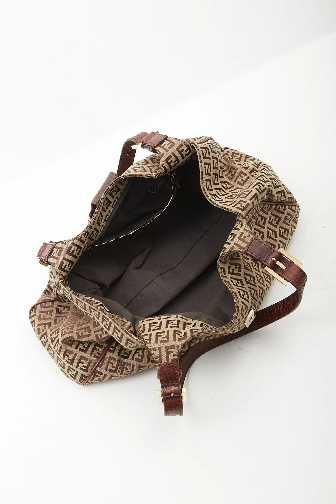 Fendi Brown Zucchino Canvas Shoulder Bag