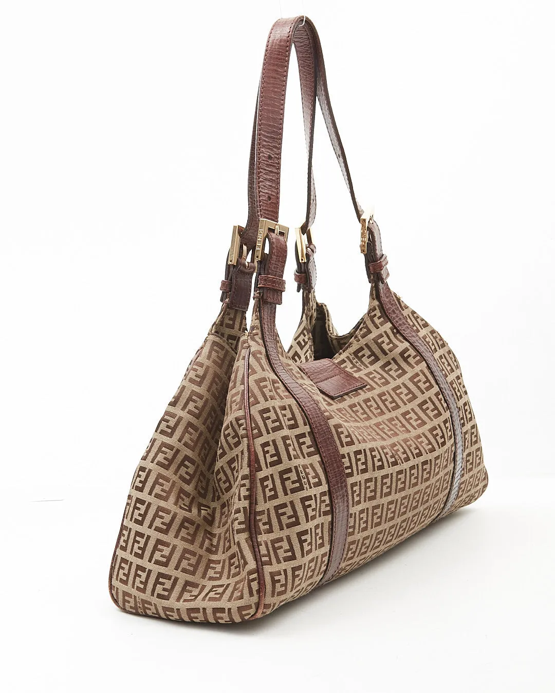 Fendi Brown Zucchino Canvas Shoulder Bag