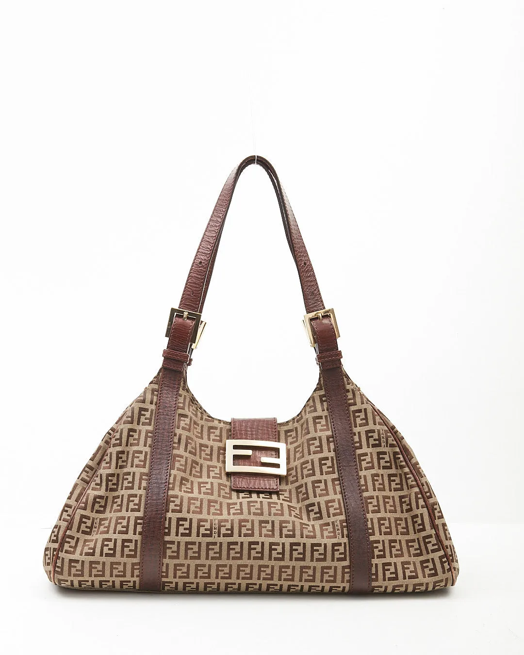 Fendi Brown Zucchino Canvas Shoulder Bag