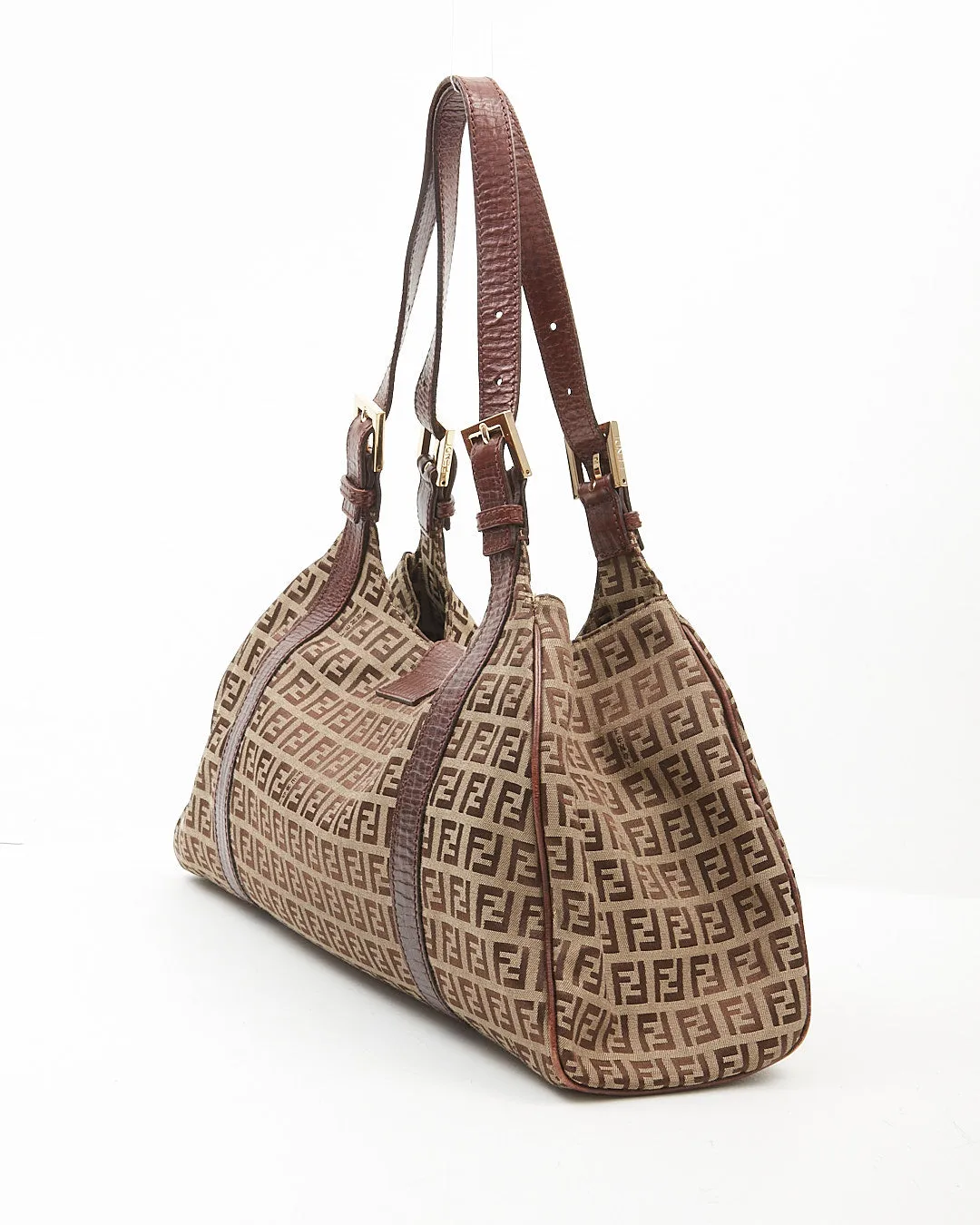 Fendi Brown Zucchino Canvas Shoulder Bag