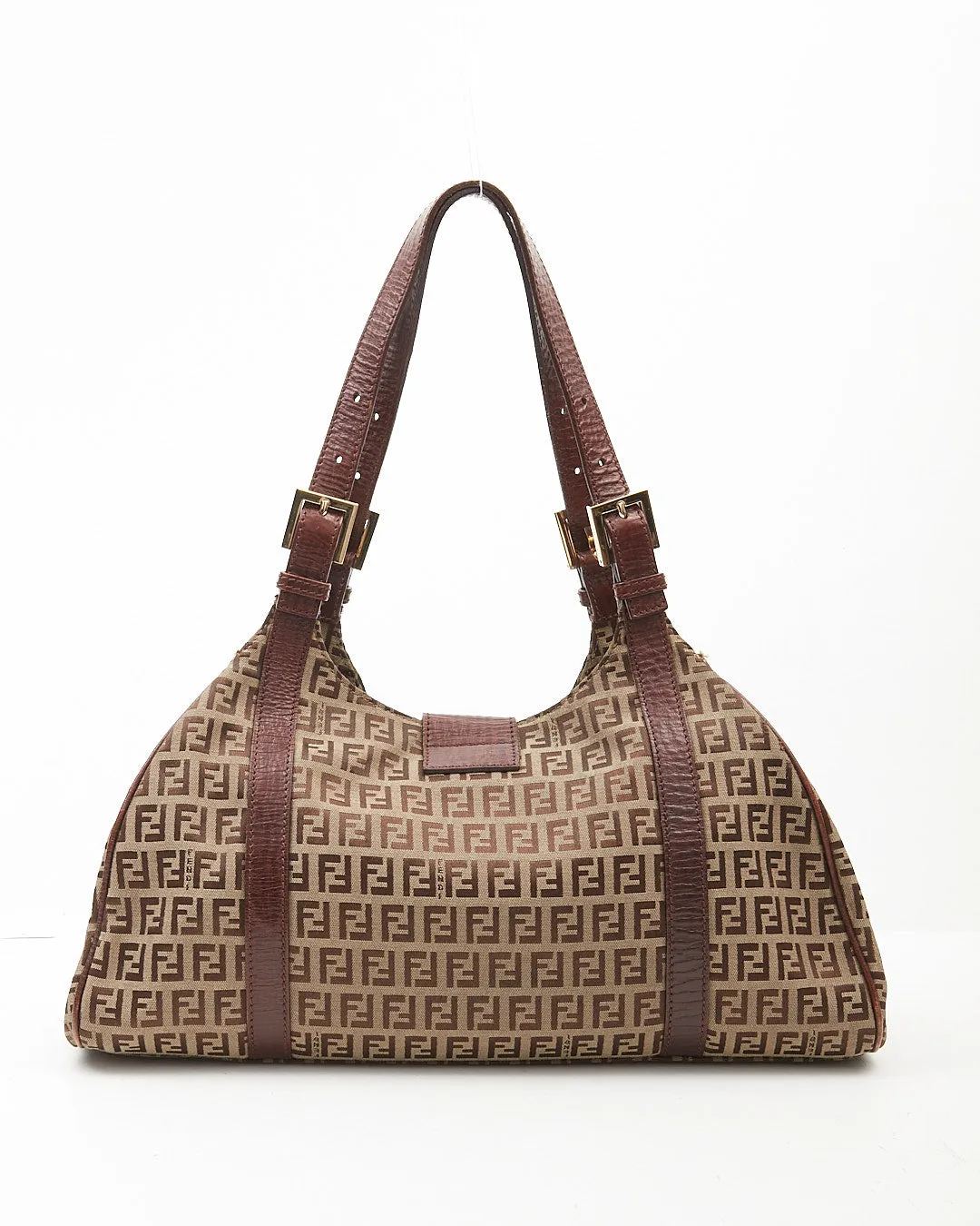 Fendi Brown Zucchino Canvas Shoulder Bag