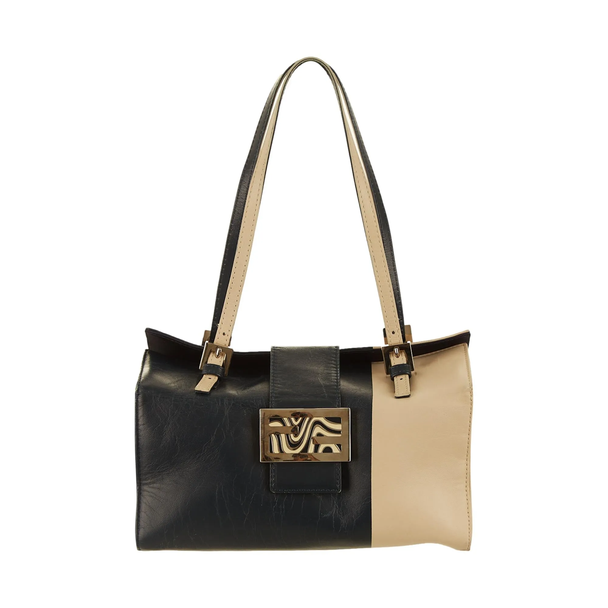 Fendi Navy Blue Structured Shoulder Bag