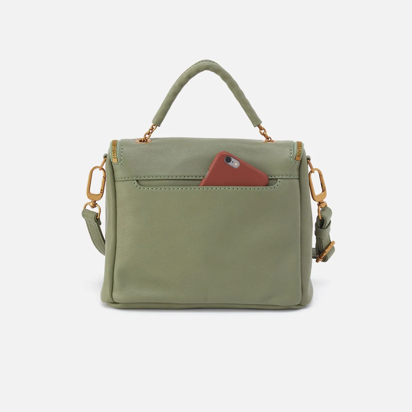 Fern Top Handle Satchel In Pebbled Leather - Watercress