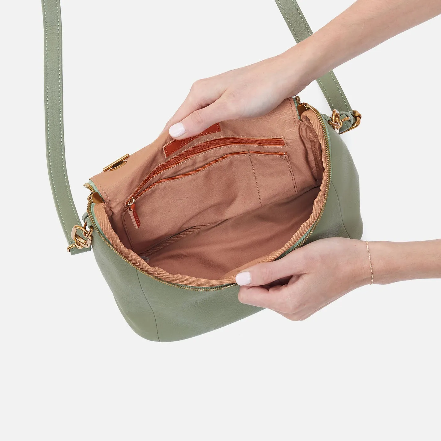 Fern Top Handle Satchel In Pebbled Leather - Watercress