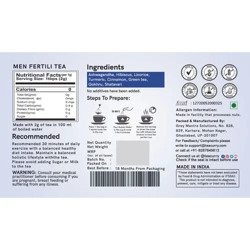 Fertility Tea For Men - Natural Men Fertility Tea for Preconception with Diet Chart
