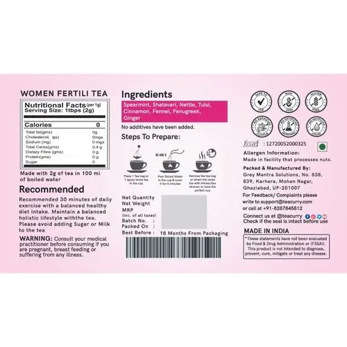 Fertility Tea For Women - Women Fertility Tea for Preconception with Diet Chart