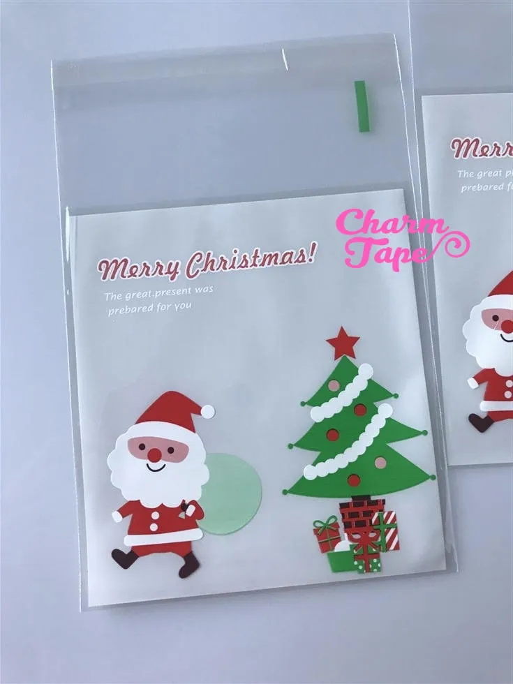 Festive Santa or Santa sleigh Gift Bags Cello Bags Self-adhesive Cookie bags - Favors Bags - Party bags 20/50/100 bags CB60 CB61