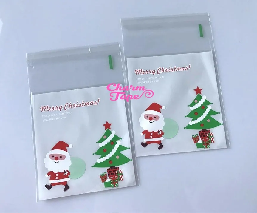 Festive Santa or Santa sleigh Gift Bags Cello Bags Self-adhesive Cookie bags - Favors Bags - Party bags 20/50/100 bags CB60 CB61