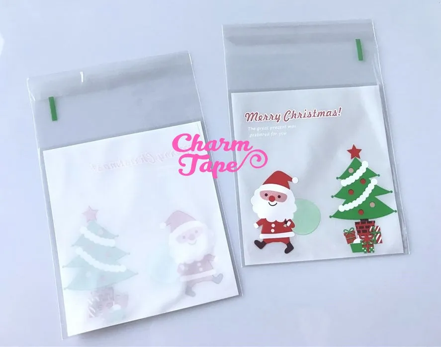 Festive Santa or Santa sleigh Gift Bags Cello Bags Self-adhesive Cookie bags - Favors Bags - Party bags 20/50/100 bags CB60 CB61