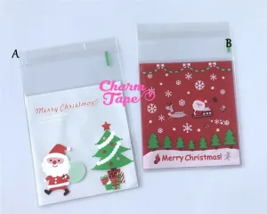 Festive Santa or Santa sleigh Gift Bags Cello Bags Self-adhesive Cookie bags - Favors Bags - Party bags 20/50/100 bags CB60 CB61