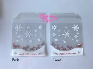 Festive Santa Sleigh Gift Bags Cello Self-adhesive Cookie bags - Favors Bags 20/50/100 bags CB50