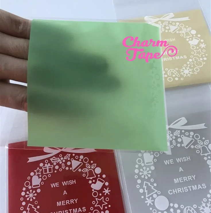 Festive Wreath Gift Bags Cello Self-adhesive Cookie bag - Favors Party bags 20/50/100 bags 10x10cm CB70