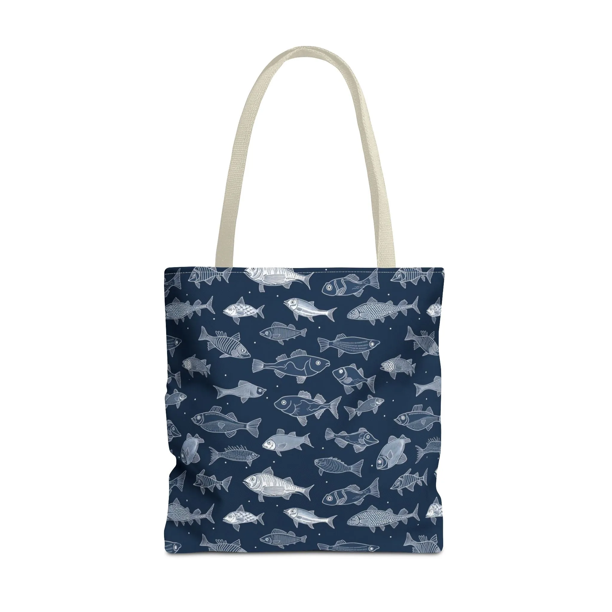 Fish Print Canvas Tote Bag Reusable Shopping Bag - Saiko Studio