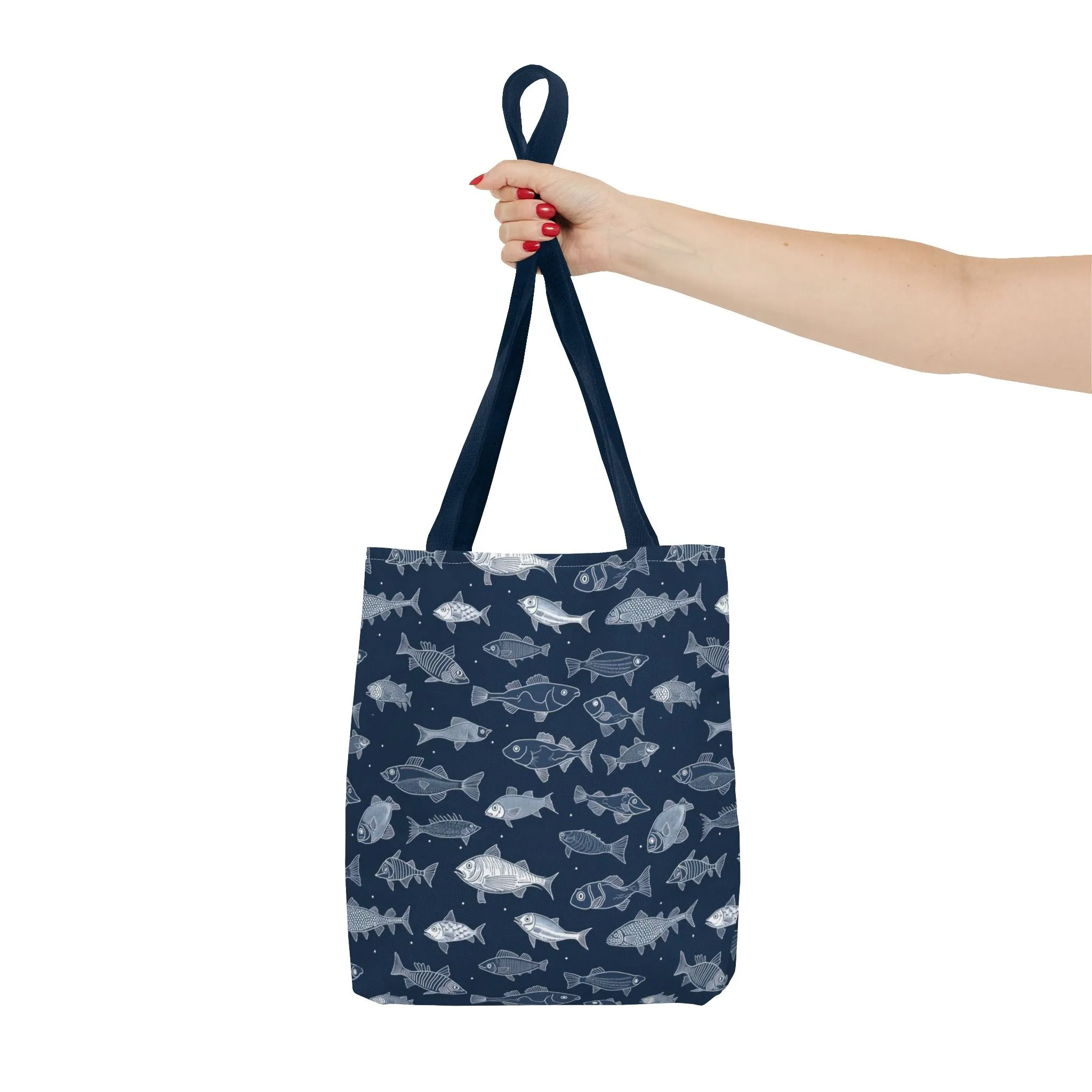 Fish Print Canvas Tote Bag Reusable Shopping Bag - Saiko Studio