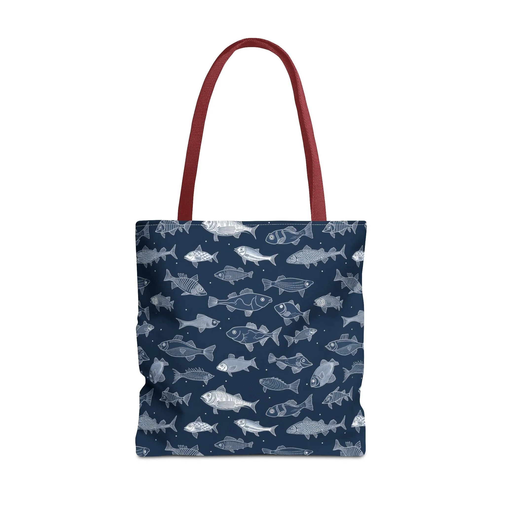 Fish Print Canvas Tote Bag Reusable Shopping Bag - Saiko Studio