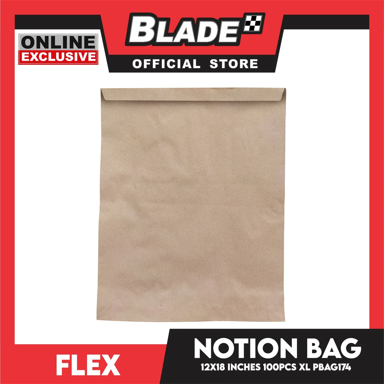Flex Notion Bag Flat Bottom 100pcs XL 12x18 inches PBAG174 Kraft Paper Bag