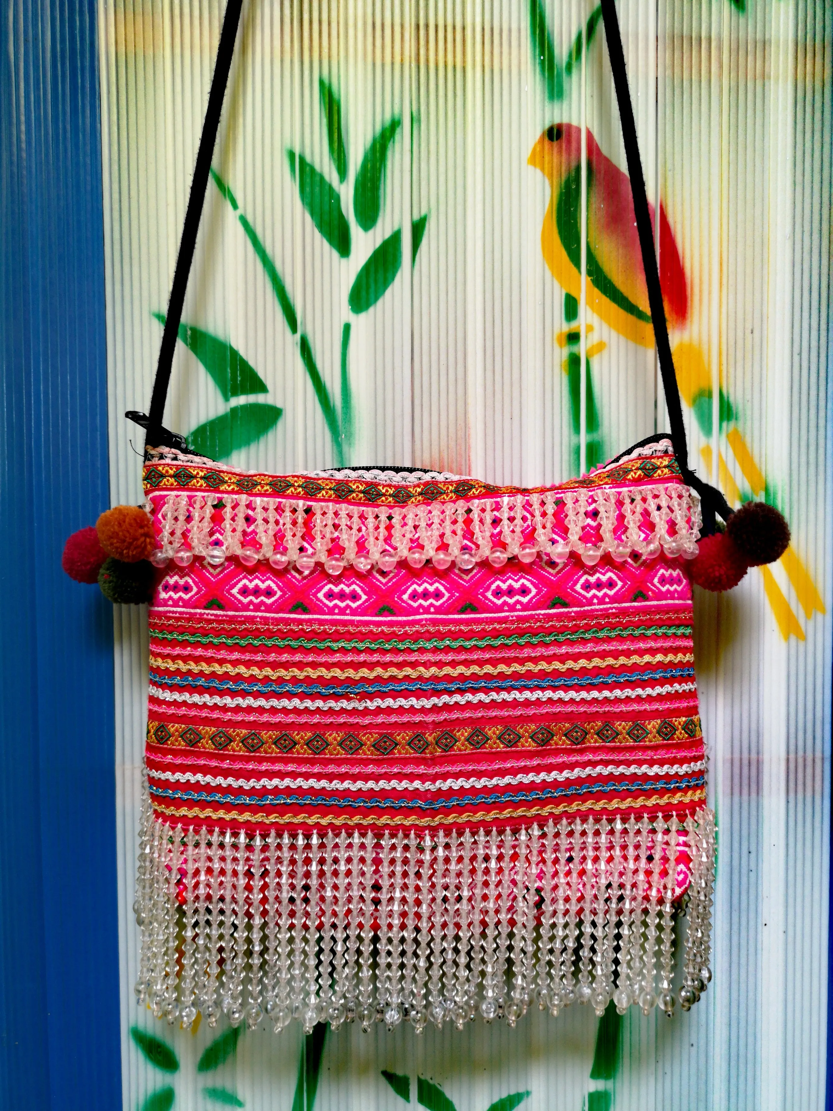 Flower Hmong upcycled textile cross shoulder bags