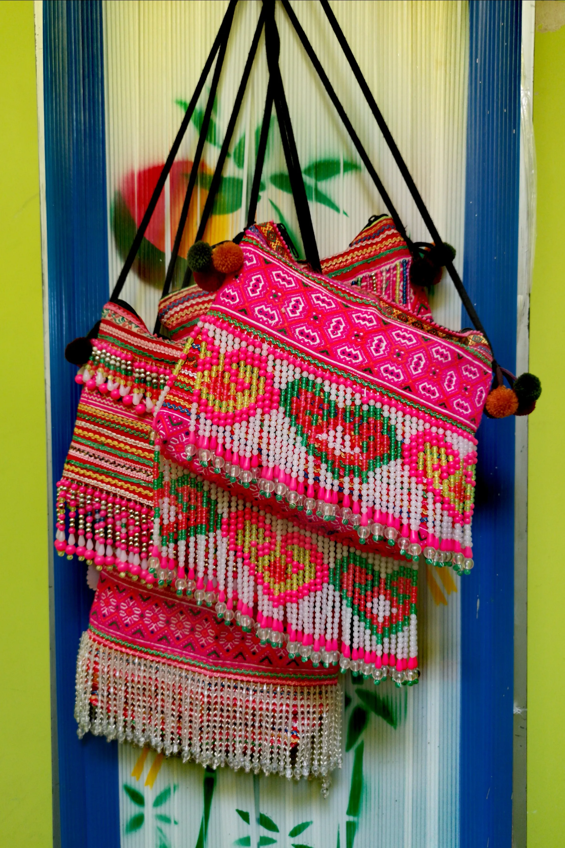Flower Hmong upcycled textile cross shoulder bags