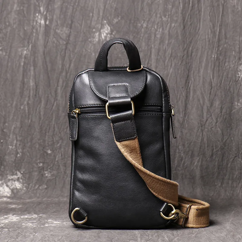 Full Grain Leather Chest Pack Vintage Leather Sling Bag Natural Leather Shoulder Bag