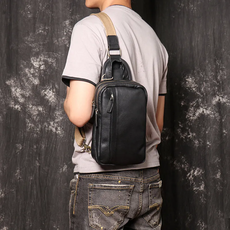 Full Grain Leather Chest Pack Vintage Leather Sling Bag Natural Leather Shoulder Bag