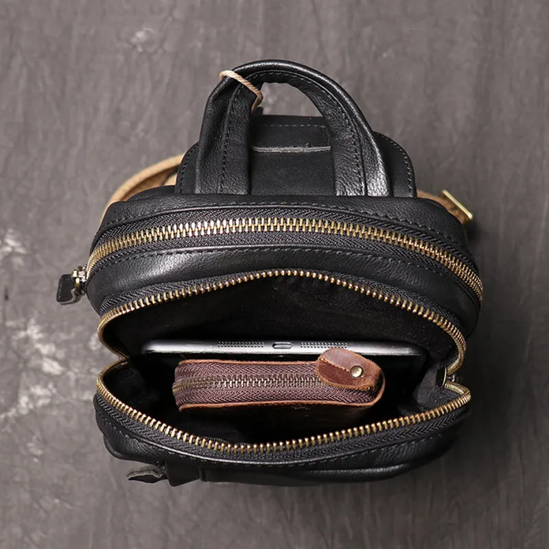Full Grain Leather Chest Pack Vintage Leather Sling Bag Natural Leather Shoulder Bag