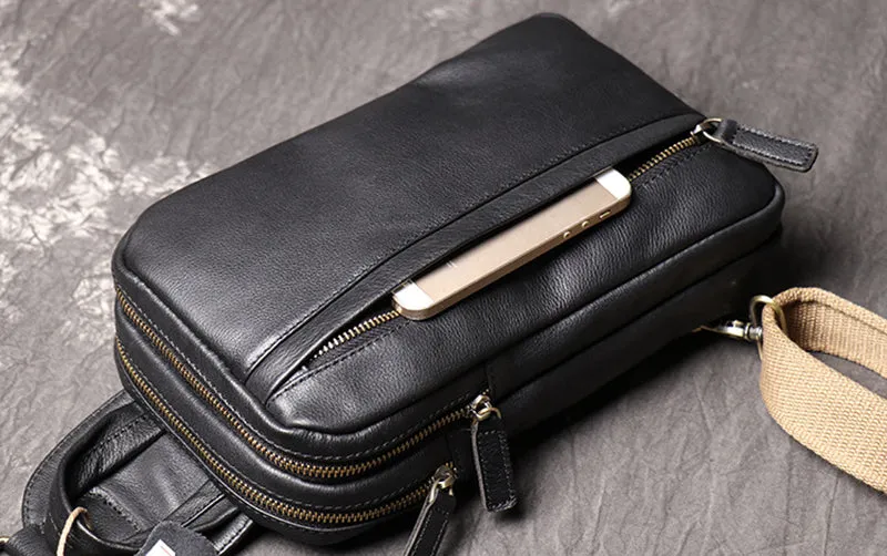 Full Grain Leather Chest Pack Vintage Leather Sling Bag Natural Leather Shoulder Bag