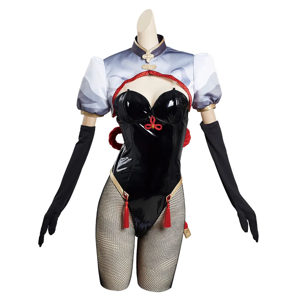 Genshin Impact Shen He Bunny Girls Jumpsuit Cosplay Costume Halloween Carnival Suit