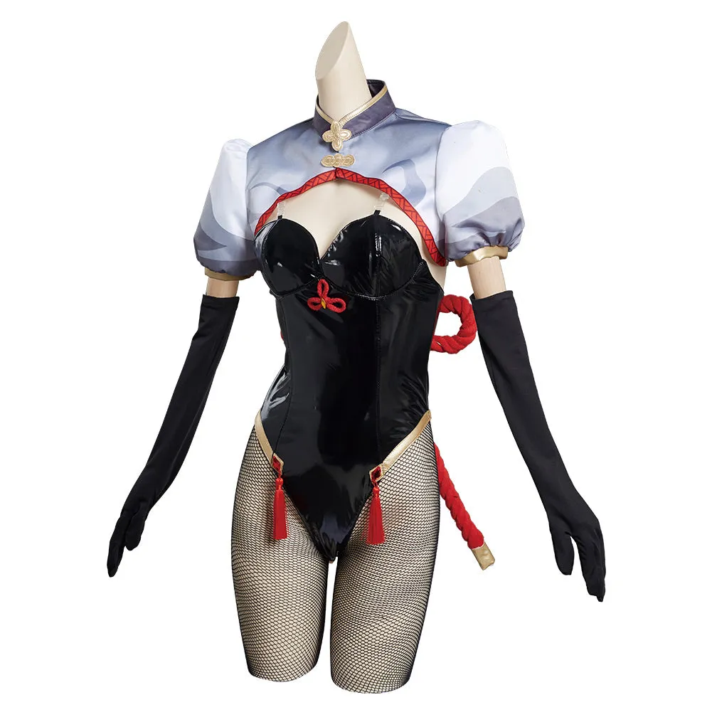 Genshin Impact Shen He Bunny Girls Jumpsuit Cosplay Costume Halloween Carnival Suit