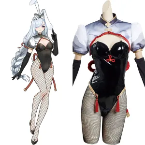 Genshin Impact Shen He Bunny Girls Jumpsuit Cosplay Costume Halloween Carnival Suit