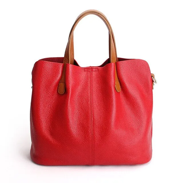 Genuine Leather handbags head layer cowhide litchi grain women handbags fashion Portable shoulder messenger bags composite bags