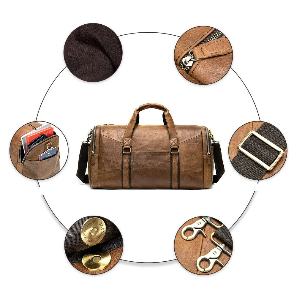 Genuine Leather One-shoulder Travel- Duffel Bag