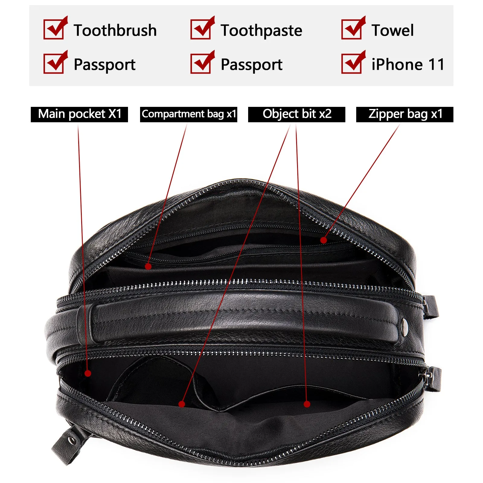 Genuine Leather Toiletries Bag for Men   Marrant 7460 Real
