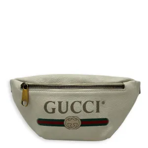 GG Belt Bag White in Calfskin, Gold hardware