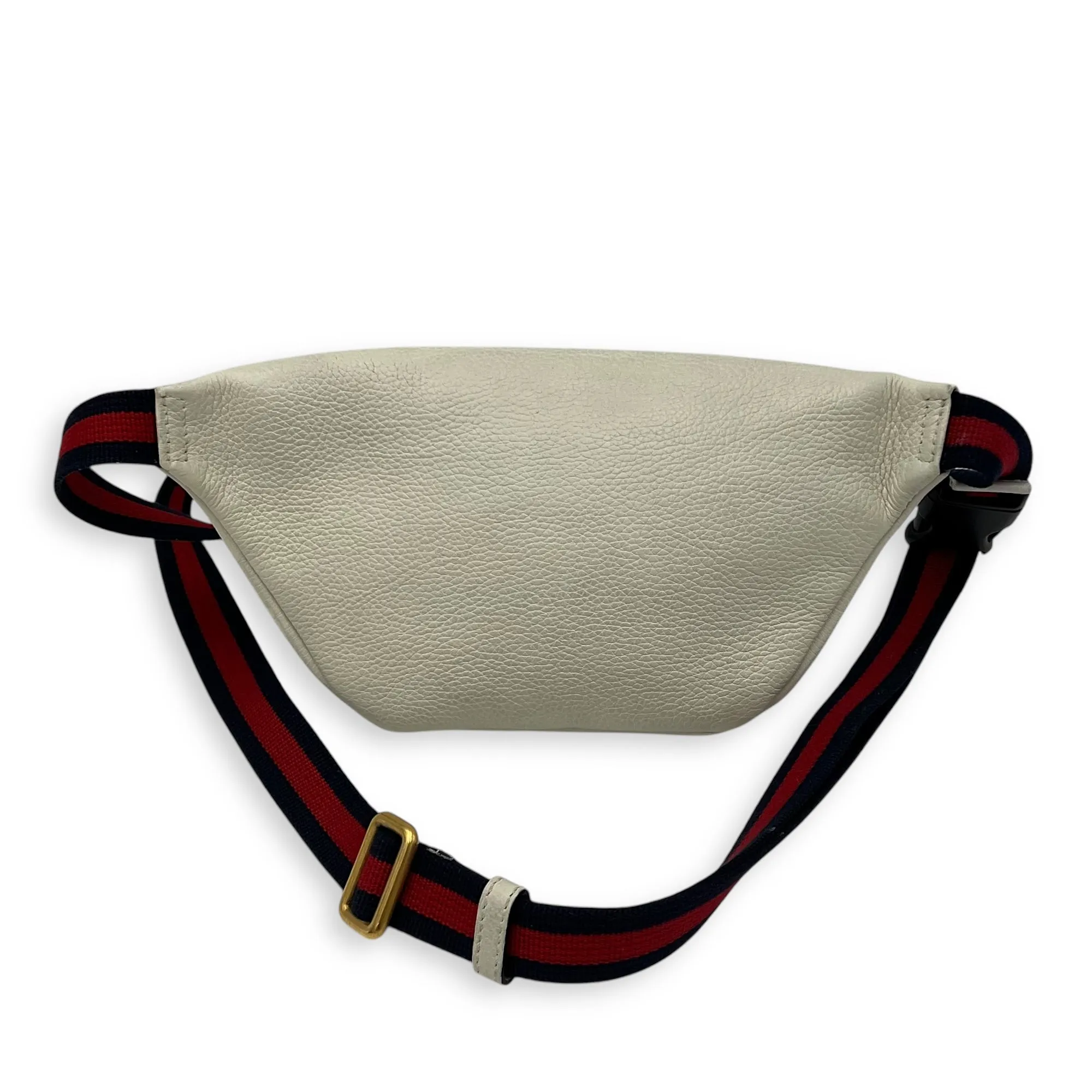 GG Belt Bag White in Calfskin, Gold hardware